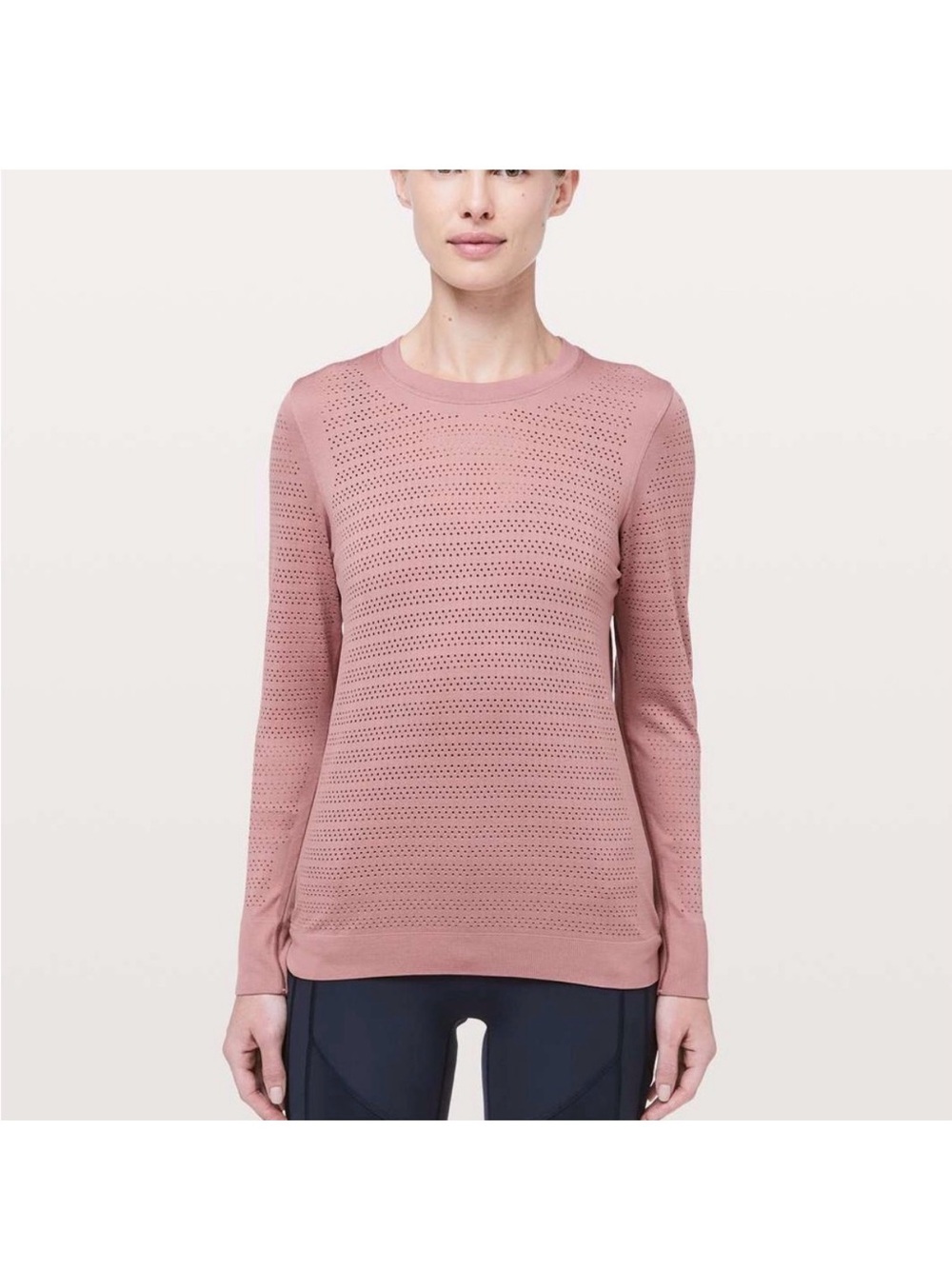 Lululemon Breeze By Mauve Purple Perforated Crewneck Long-Sleeve Top